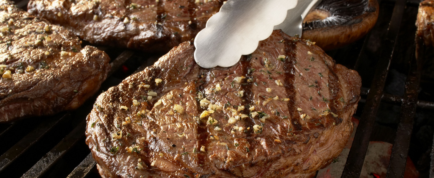 Rib-eye Steaks With Blue Cheese Butter & Mushrooms Rib-eye Steaks With Blue Cheese Butter & Mushrooms