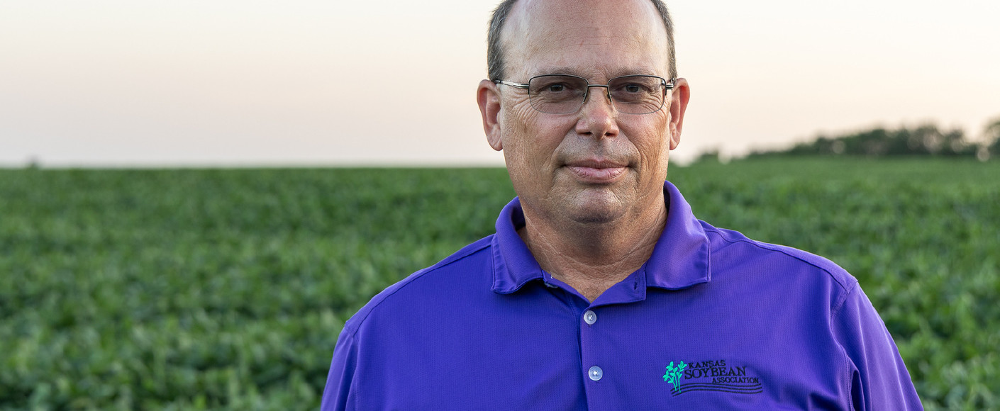John Pracht in soybean field