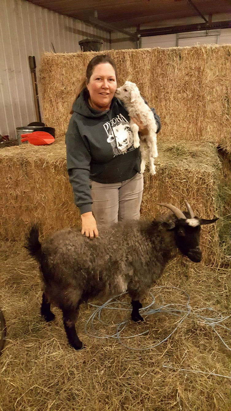 Collen McGee and her Pygora goats