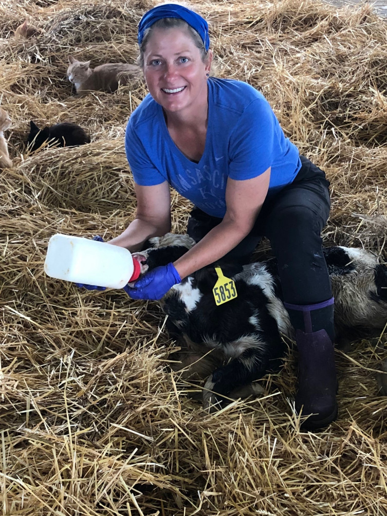 Kelly Hills Dairy Feeding Calf