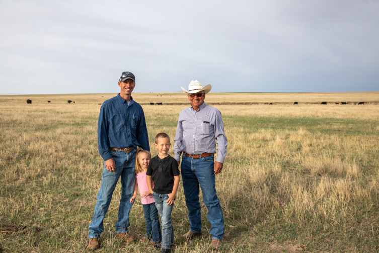 Generations of the Larson Family on Larson Angus Ranch in Kansas
